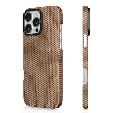 Apple iPhone 16 Pro Max Kılıf M-safe Şarj Özellikli Aramid Fiber Youngkit 1500D Kevlar Extreme Wing Titanyum-Gold Serisi Kapak