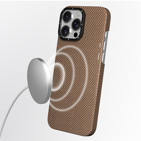 Apple iPhone 16 Pro Max Kılıf M-safe Şarj Özellikli Aramid Fiber Youngkit 1500D Kevlar Extreme Wing Titanyum-Gold Serisi Kapak