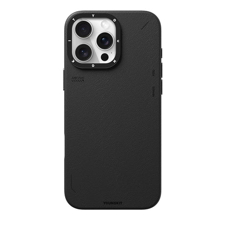 Apple iPhone 16 Pro Max Kılıf M-safe Şarj Özellikli Basit Mat Deri Desenli Youngkit Tech Fashion Serisi Kapak