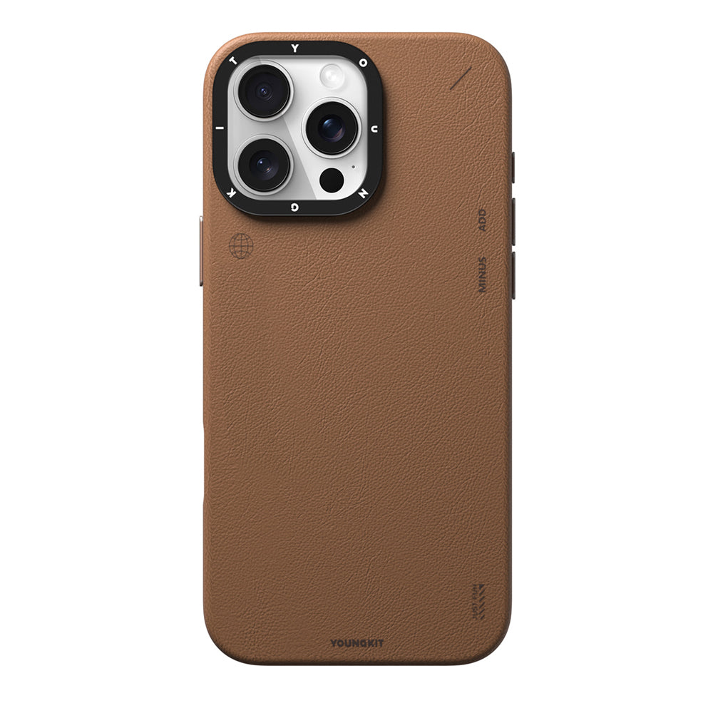 Apple iPhone 16 Pro Max Kılıf M-safe Şarj Özellikli Basit Mat Deri Desenli Youngkit Tech Fashion Serisi Kapak