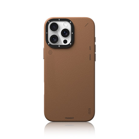Apple iPhone 16 Pro Max Kılıf M-safe Şarj Özellikli Basit Mat Deri Desenli Youngkit Tech Fashion Serisi Kapak