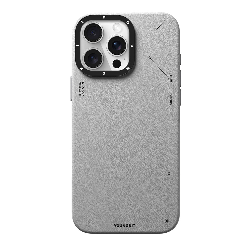 Apple iPhone 16 Pro Max Kılıf M-safe Şarj Özellikli Basit Mat Deri Desenli Youngkit Tech Fashion Serisi Kapak
