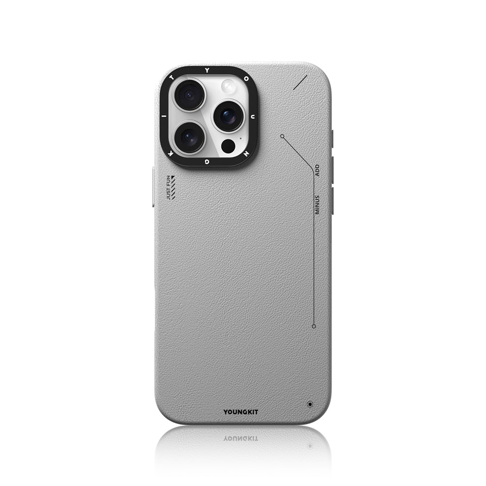 Apple iPhone 16 Pro Max Kılıf M-safe Şarj Özellikli Basit Mat Deri Desenli Youngkit Tech Fashion Serisi Kapak