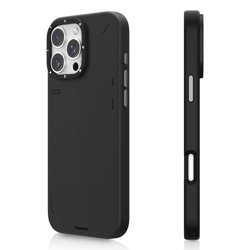 Apple iPhone 16 Pro Max Kılıf M-safe Şarj Özellikli Basit Mat Deri Desenli Youngkit Tech Fashion Serisi Kapak