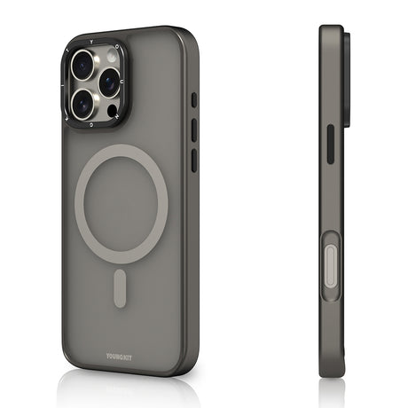 Apple iPhone 16 Pro Max Kılıf M-safe Şarj Özellikli Cam Arka Yüzey TPU Youngkit Gemstone Serisi Kapak