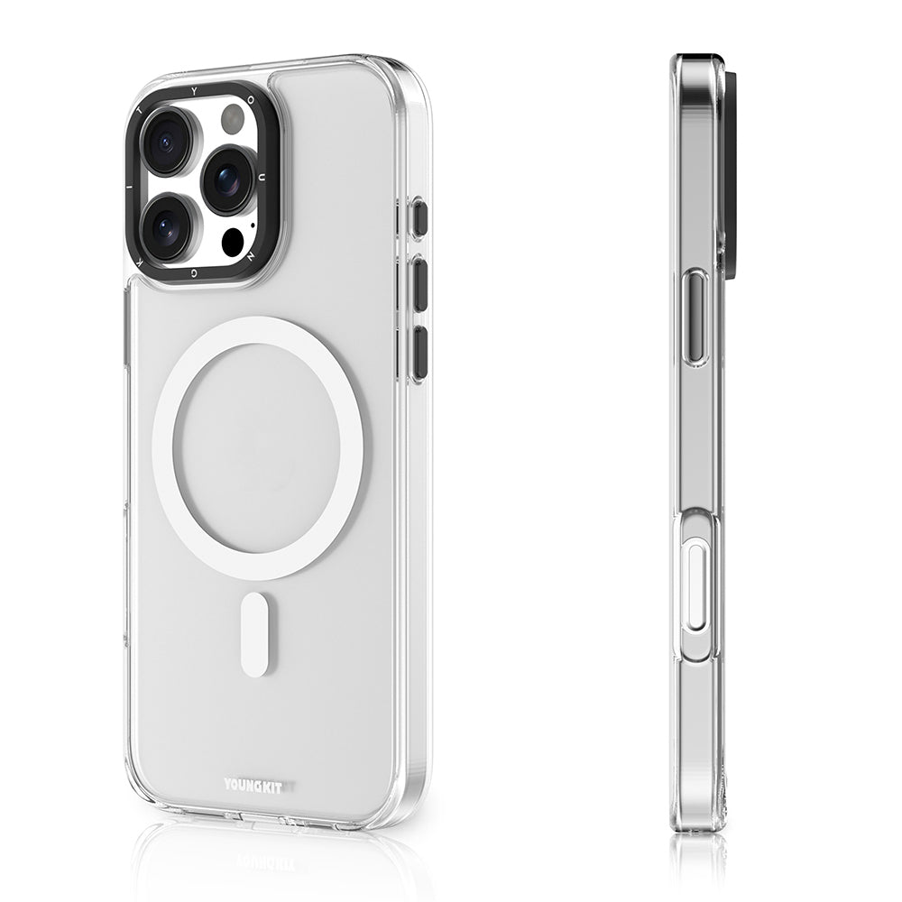 Apple iPhone 16 Pro Max Kılıf M-safe Şarj Özellikli Cam Arka Yüzey TPU Youngkit Gemstone Serisi Kapak