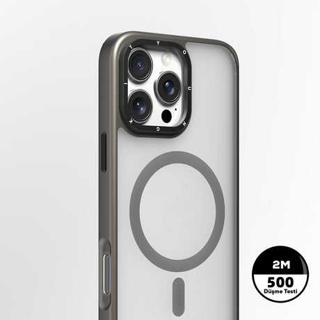 Apple iPhone 16 Pro Max Kılıf M-safe Şarj Özellikli Cam Arka Yüzey TPU Youngkit Gemstone Serisi Kapak
