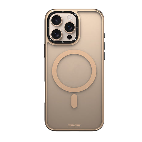 Apple iPhone 16 Pro Max Kılıf M-safe Şarj Özellikli Cam Arka Yüzey TPU Youngkit Gemstone Serisi Kapak