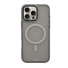 Apple iPhone 16 Pro Max Kılıf M-safe Şarj Özellikli Cam Arka Yüzey TPU Youngkit Gemstone Serisi Kapak