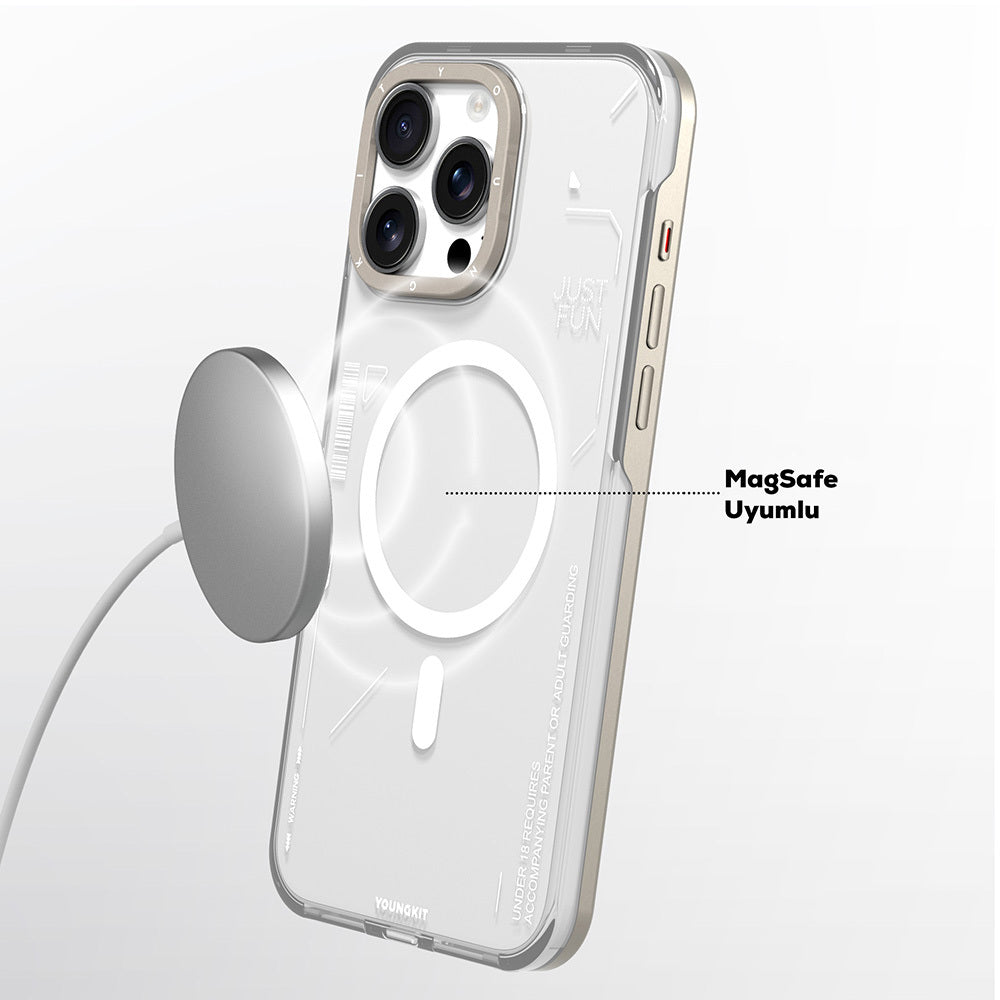 Apple iPhone 16 Pro Max Kılıf M-safe Şarj Özellikli Çıkarılabilir Arka Yüzeyli Youngkit Mecha Kapak