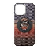 Apple iPhone 16 Pro Max Kılıf M-safe Şarj Özellikli Grip 3 Standlı Aramid Fiber Pitaka Tactile Woven Sunset-Moonrise Serisi Sunset Kapak