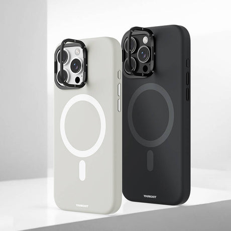 Apple iPhone 16 Pro Max Kılıf M-safe Şarj Özellikli Kamera Standlı Youngkit Bitty Cream Kapak