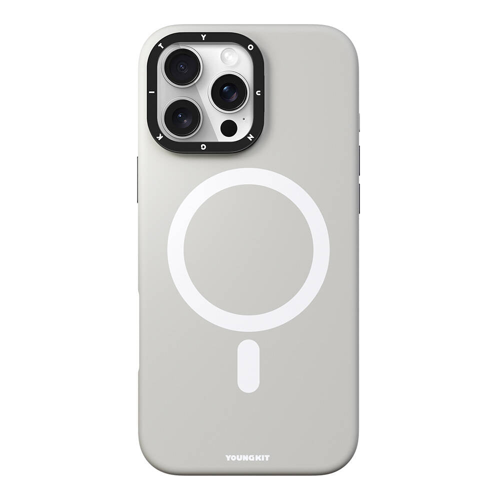 Apple iPhone 16 Pro Max Kılıf M-safe Şarj Özellikli Kamera Standlı Youngkit Bitty Cream Kapak