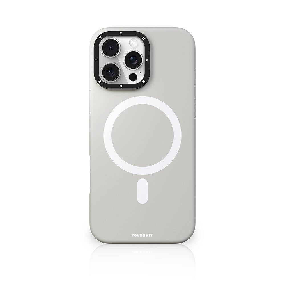 Apple iPhone 16 Pro Max Kılıf M-safe Şarj Özellikli Kamera Standlı Youngkit Bitty Cream Kapak