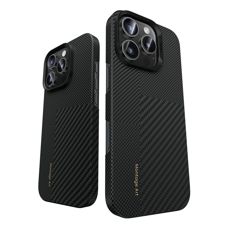 Apple iPhone 16 Pro Max Kılıf Magsafe Şarj Özellikli Karbon Fiber Benks Yeni Seri Montage ArmorAir Kevlar Kapak