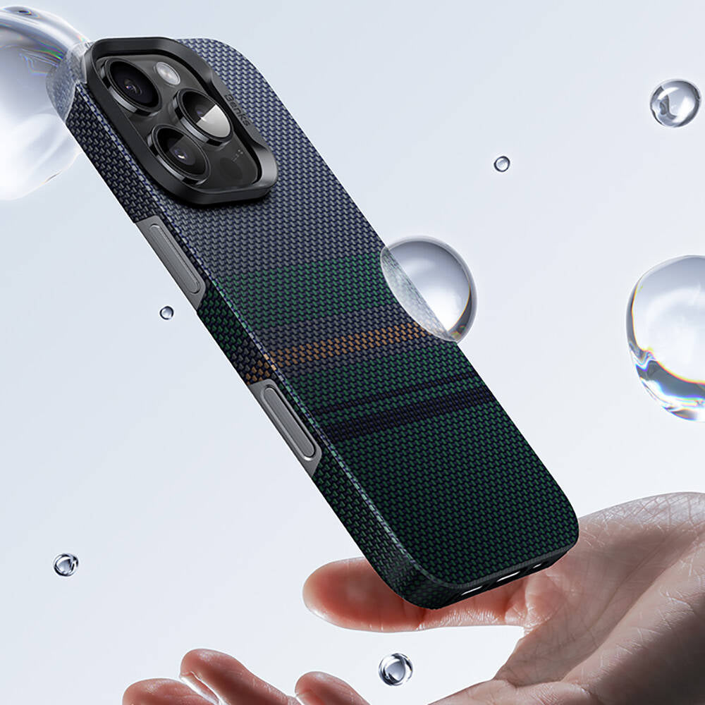 Apple iPhone 16 Pro Max Kılıf M-safe Şarj Özellikli Karbon Fiber Tasarımlı Benks Aurora ArmorAir Kevlar Kapak