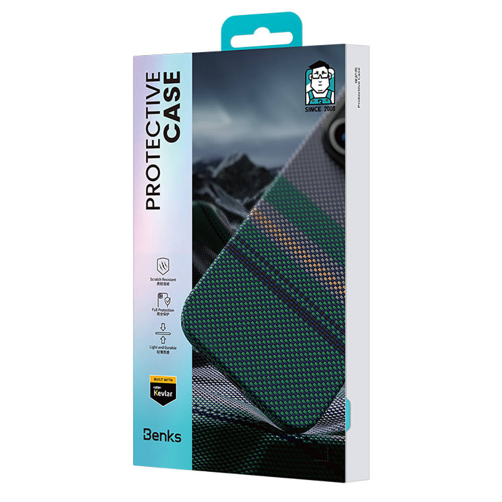 Apple iPhone 16 Pro Max Kılıf M-safe Şarj Özellikli Karbon Fiber Tasarımlı Benks Aurora ArmorAir Kevlar Kapak