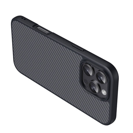 Apple iPhone 16 Pro Max Kılıf M-safe Şarj Özellikli Karbon Fiber Tasarımlı Zore Elnino Kapak
