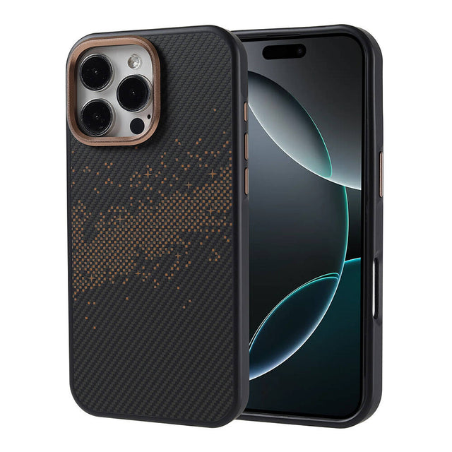 Apple iPhone 16 Pro Max Kılıf M-safe Şarj Özellikli Karbon Fiber Tasarımlı Zore Vave Kapak
