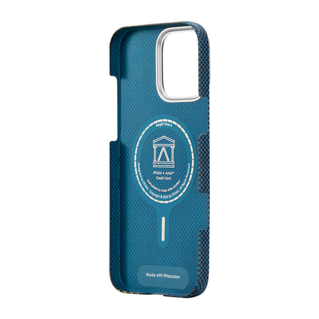Apple iPhone 16 Pro Max Kılıf M-safe Şarj Özellikli Lumintex Teknolojili Fosforlu Aramid Fiber Pitaka Tactile Woven Aries Serisi Credit Card Kapak