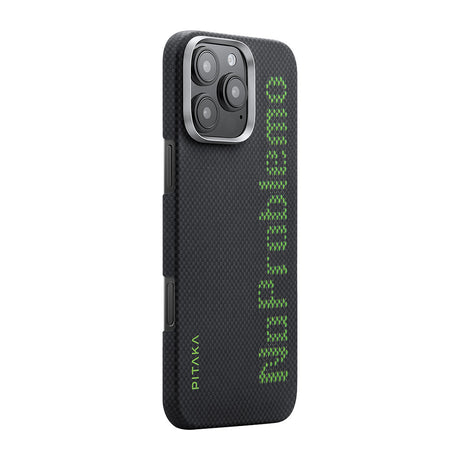 Apple iPhone 16 Pro Max Kılıf M-safe Şarj Özellikli Lumintex Teknolojili Fosforlu Aramid Fiber Pitaka Tactile Woven Aries Serisi NoProblemo Kapak