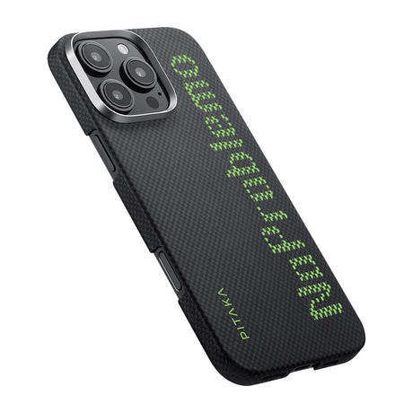 Apple iPhone 16 Pro Max Kılıf M-safe Şarj Özellikli Lumintex Teknolojili Fosforlu Aramid Fiber Pitaka Tactile Woven Aries Serisi NoProblemo Kapak