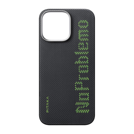 Apple iPhone 16 Pro Max Kılıf M-safe Şarj Özellikli Lumintex Teknolojili Fosforlu Aramid Fiber Pitaka Tactile Woven Aries Serisi NoProblemo Kapak