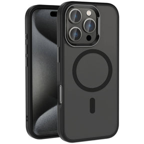 Apple iPhone 16 Pro Max Kılıf M-safe Şarj Özellikli Parlak Kamera Çerçeveli Zore Kost Kapak