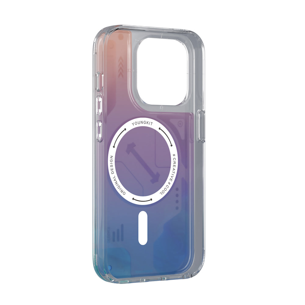 Apple iPhone 16 Pro Max Kılıf M-safe Şarj Özellikli Parlak Kumlu Sıvılı Tasarımlı Galaxy Fantasy Serisi Kapak