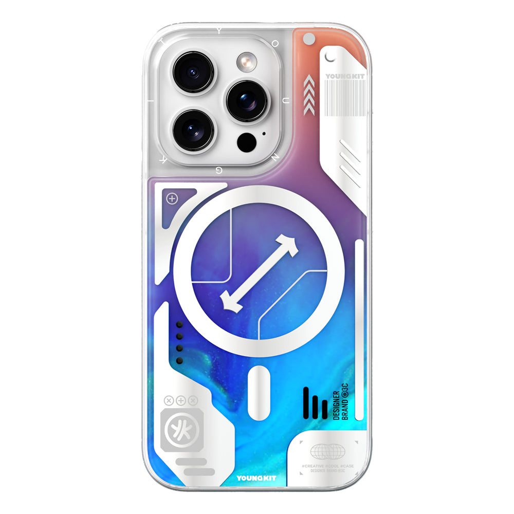 Apple iPhone 16 Pro Max Kılıf M-safe Şarj Özellikli Parlak Kumlu Sıvılı Tasarımlı Galaxy Fantasy Serisi Kapak