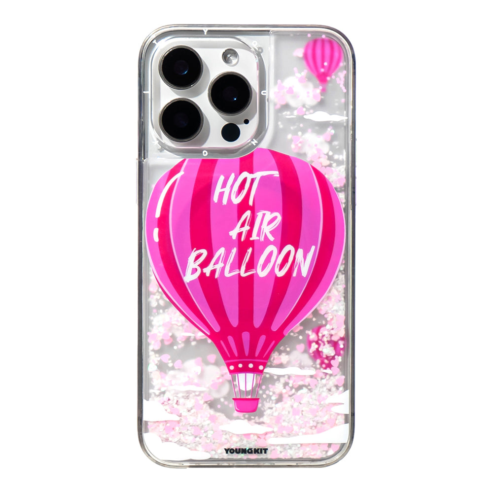 Apple iPhone 16 Pro Max Kılıf M-safe Şarj Özellikli Parlak Kumlu Sıvılı Youngkit Pink Dream Quicksand Serisi Kapak