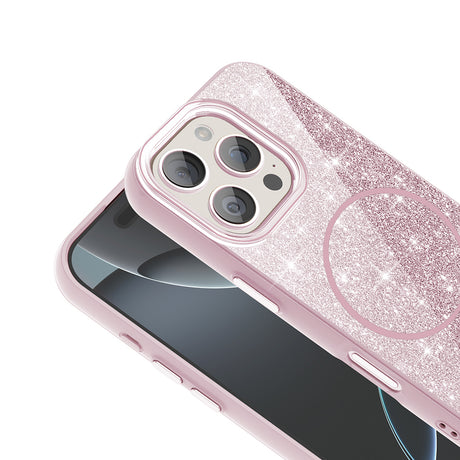 Apple iPhone 16 Pro Max Kılıf M-safe Şarj Özellikli Parlayan Simli Zore Okso Kapak