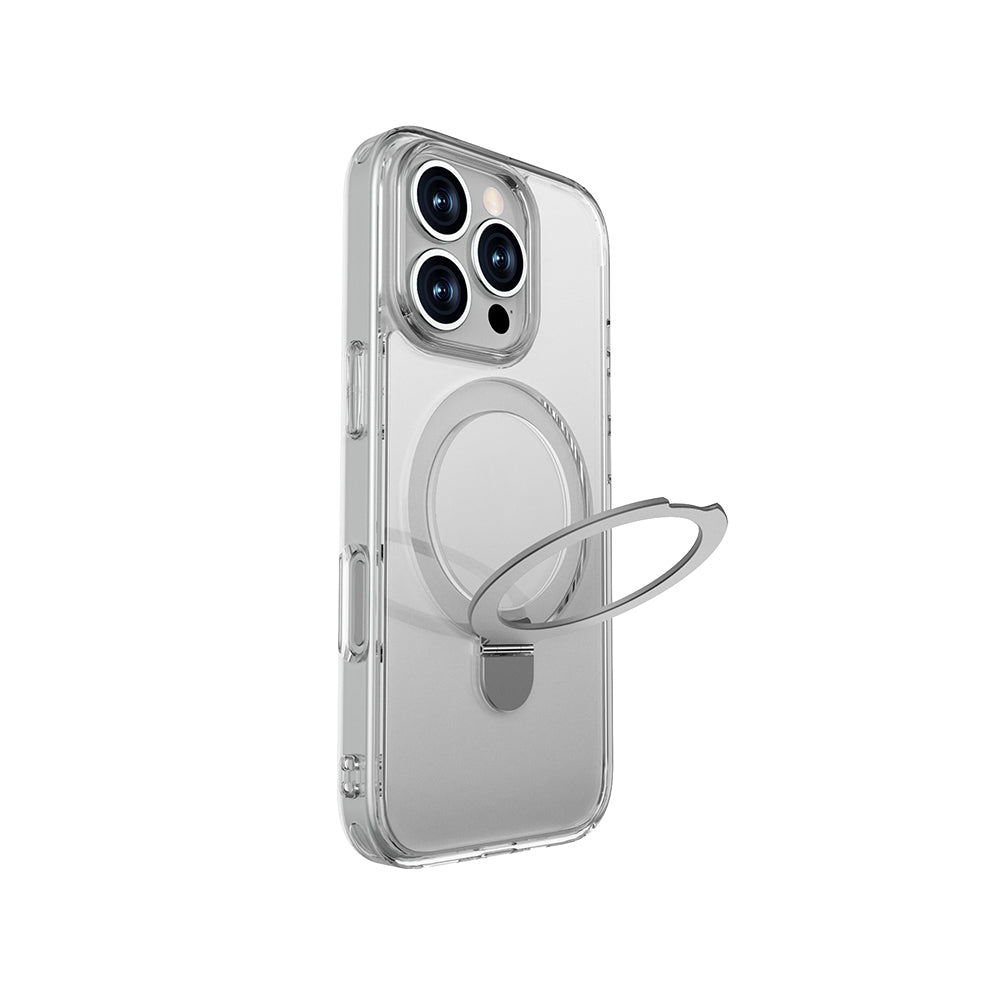 Apple iPhone 16 Pro Max Kılıf M-safe Şarj Özellikli Raptic Air Stand Serisi Buzlu Transparan Tasarımlı Standlı Kapak
