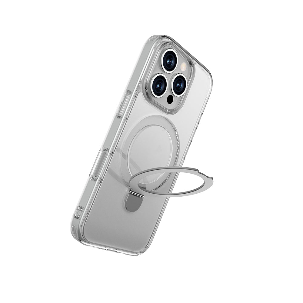 Apple iPhone 16 Pro Max Kılıf M-safe Şarj Özellikli Raptic Air Stand Serisi Buzlu Transparan Tasarımlı Standlı Kapak