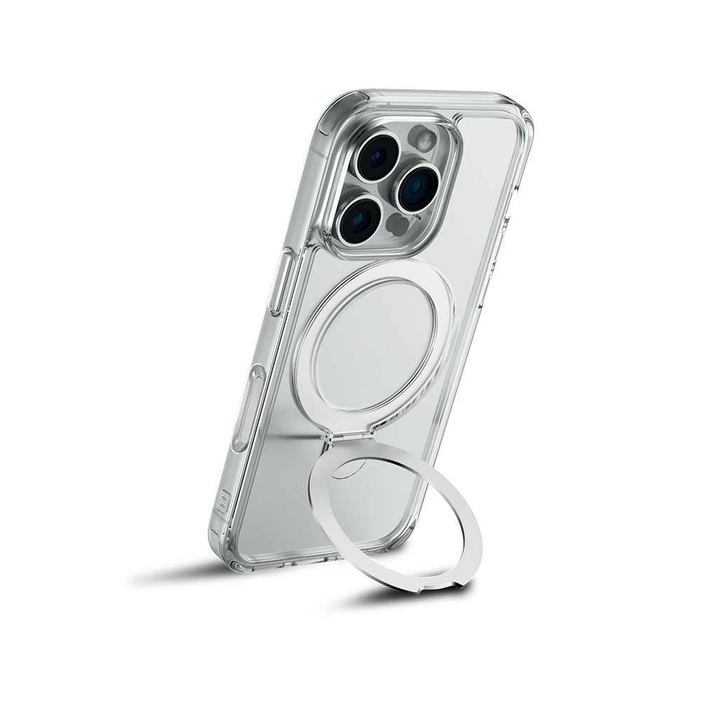 Apple iPhone 16 Pro Max Kılıf M-safe Şarj Özellikli Raptic Air Stand Serisi Buzlu Transparan Tasarımlı Standlı Kapak