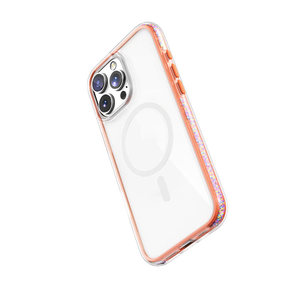 Apple iPhone 16 Pro Max Kılıf M-safe Şarj Özellikli Raptic AirJoy Serisi Boncuk Tasarımlı Şeffaf Kapak