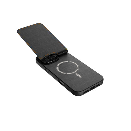 Apple iPhone 16 Pro Max Kılıf M-safe Şarj Özellikli Raptic Slim Wallet Serisi Deri Görünümlü Kartlıklı Standlı Kapak