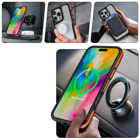 Apple iPhone 16 Pro Max Kılıf M-safe Şarj Özellikli Renkli Kenar Airbag Şeritli Zore Lamer Kapak