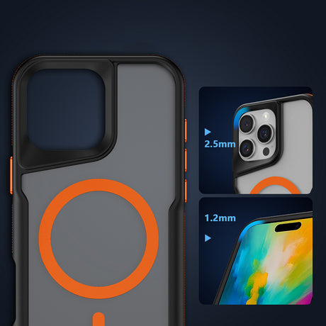 Apple iPhone 16 Pro Max Kılıf M-safe Şarj Özellikli Renkli Kenar Airbag Şeritli Zore Lamer Kapak
