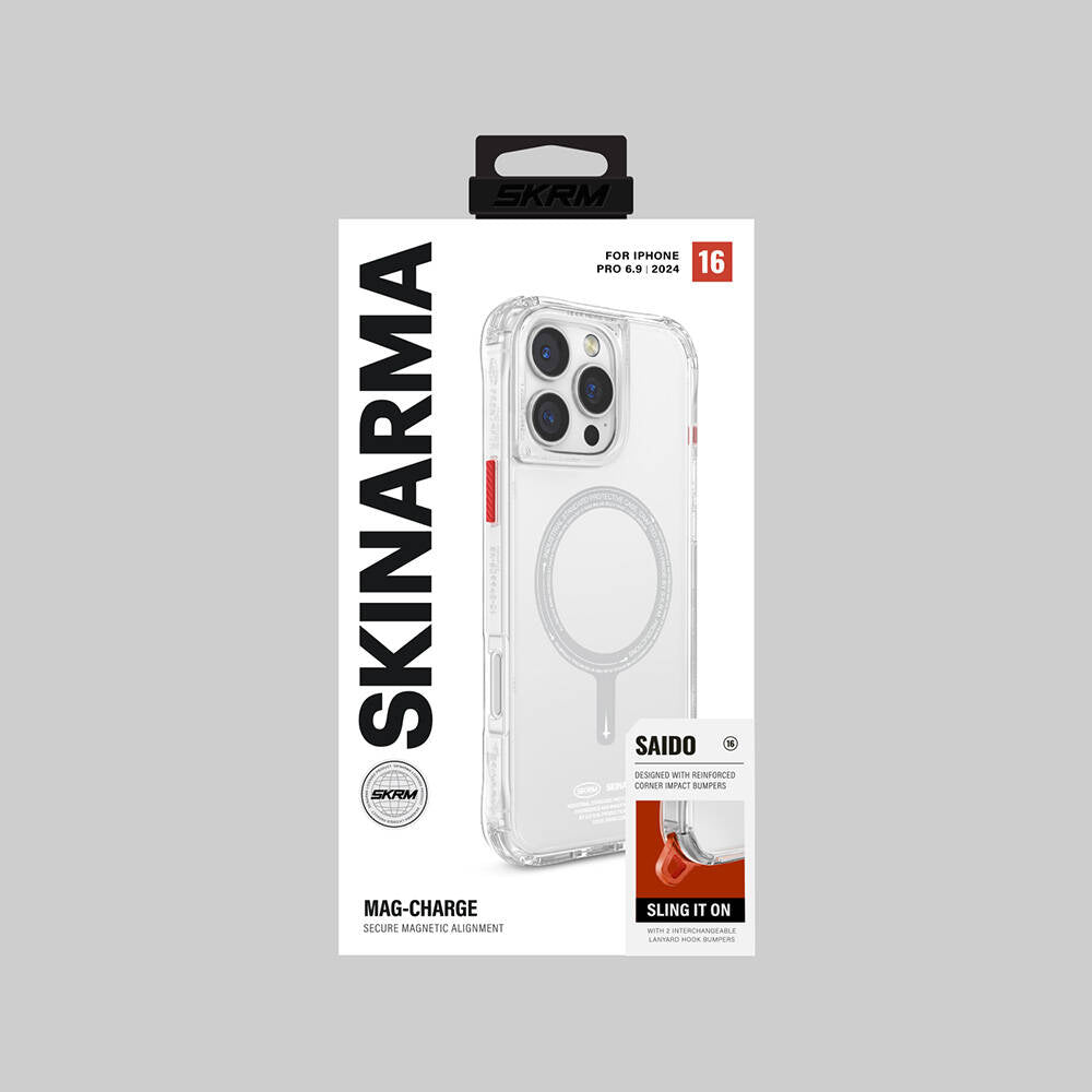 Apple iPhone 16 Pro Max Kılıf M-safe Şarj Özellikli Şeffaf Airbag Tasarımlı Skinarma Saido Kapak