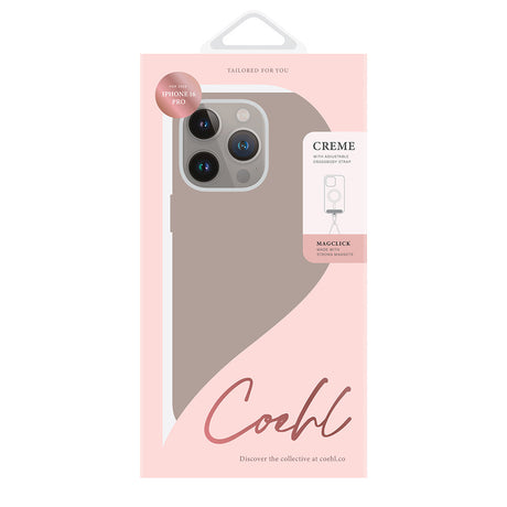 Apple iPhone 16 Pro Max Kılıf M-safe Şarj Özellikli Soft Arka Yüzey Askı İpli Coehl Creme Kapak