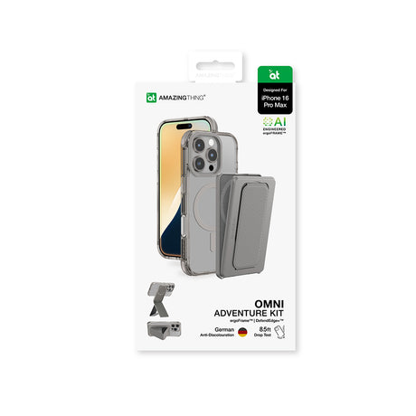 Apple iPhone 16 Pro Max Kılıf M-safe Şarj Özellikli Standlı Set Amazingthing Omni Adventure Serisi Kapak