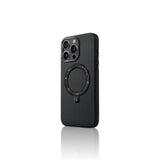 Apple iPhone 16 Pro Max Kılıf M-safe Şarj Özellikli Standlı Suni Deri Tasarımlı Pynana Dancing Circle Serisi Kapak