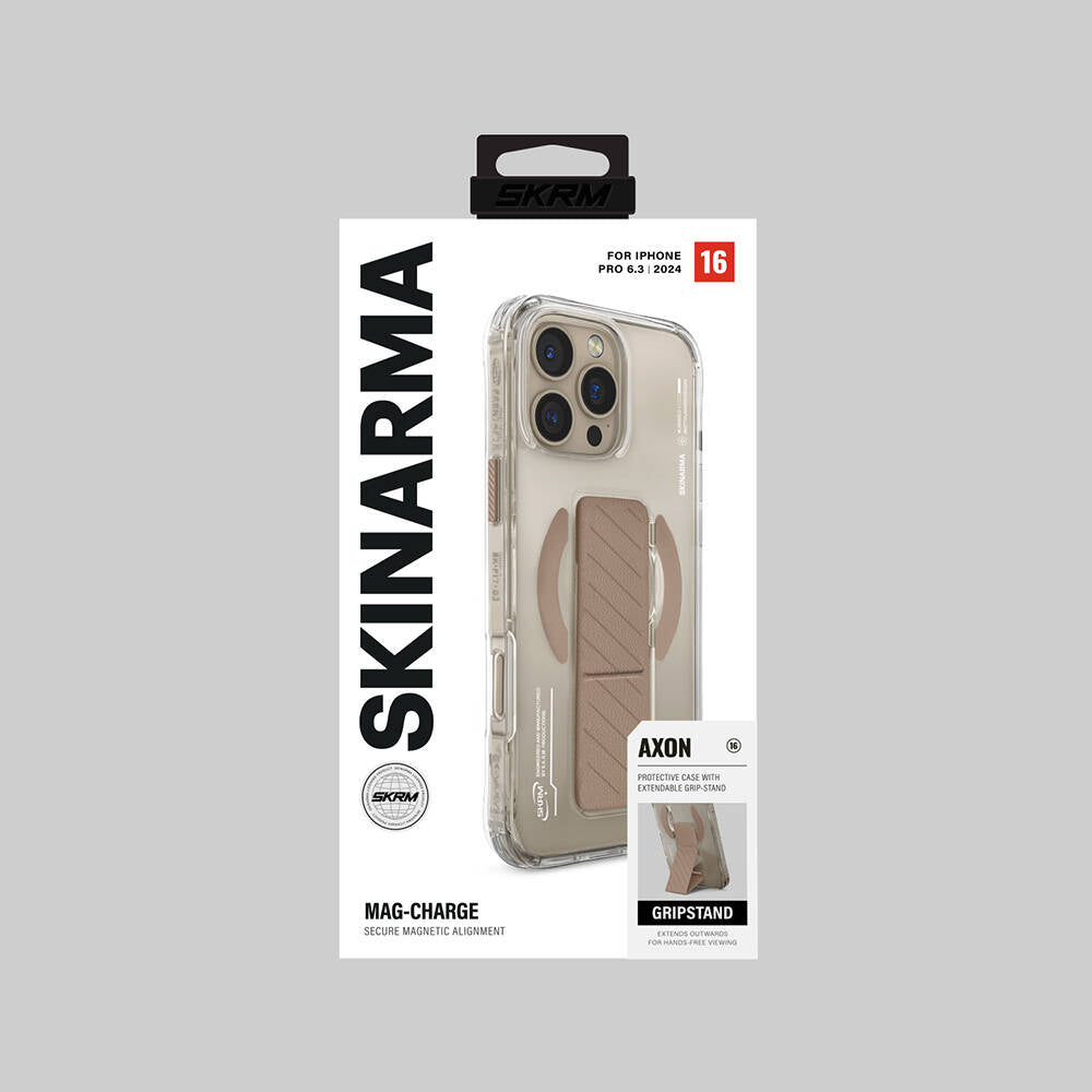 Apple iPhone 16 Pro Max Kılıf M-safe Şarj Özellikli Teknoloji Desenli Standlı Skinarma Axon Kapak