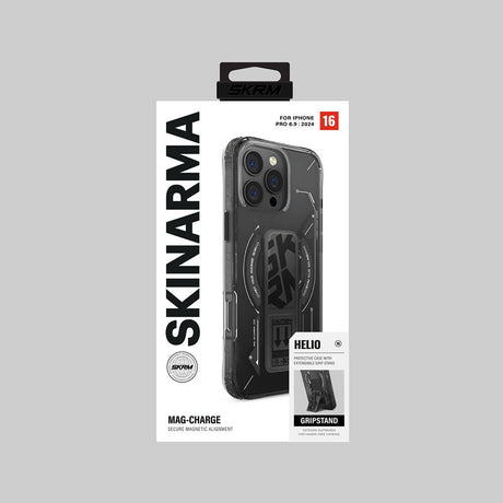 Apple iPhone 16 Pro Max Kılıf M-safe Şarj Özellikli Teknoloji Desenli Standlı Skinarma Helio Kapak
