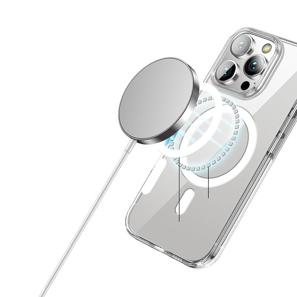 Apple iPhone 16 Pro Max Kılıf M-safe Şarj Özellikli Transparan Sert PC Wlons Pita Kapak