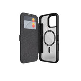 Apple iPhone 16 Pro Max Kılıf M-safe Şarj Özellikli Vegan Deri Tasarımlı Şeffaf Arka Yüzey Kartlıklı Raptic Urban Folio Serisi Kapak