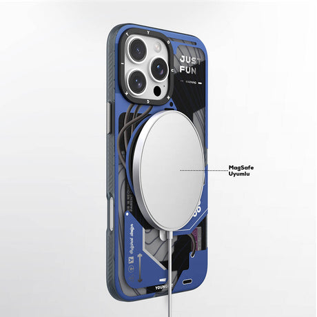 Apple iPhone 16 Pro Max Kılıf M-safe Şarj Özellikli Youngkit 360° Standlı Starship Serisi Kapak