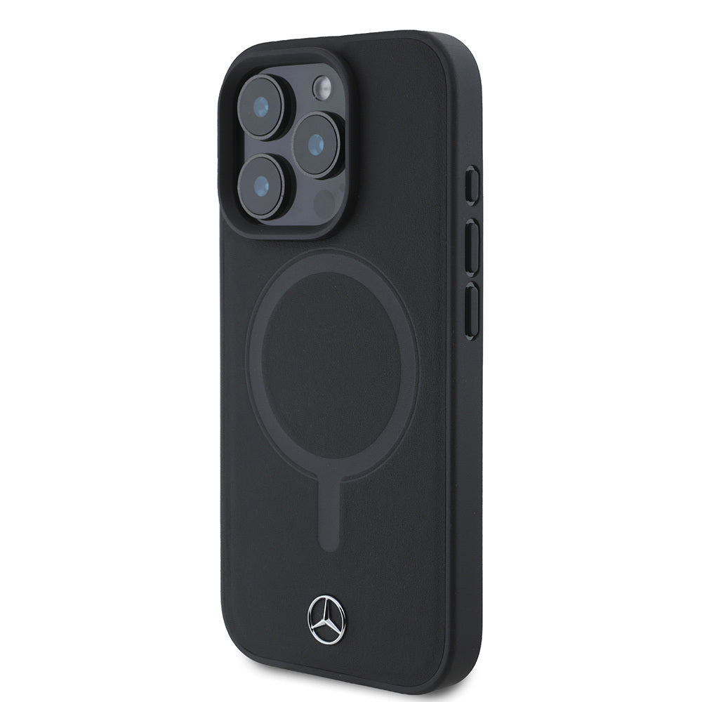 Apple iPhone 16 Pro Max Kılıf Mercedes Benz M-safe Şarj Özellikli Yumuşak Deri Orjinal Lisanslı Kapak