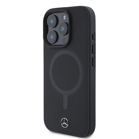 Apple iPhone 16 Pro Max Kılıf Mercedes Benz M-safe Şarj Özellikli Yumuşak Deri Orjinal Lisanslı Kapak